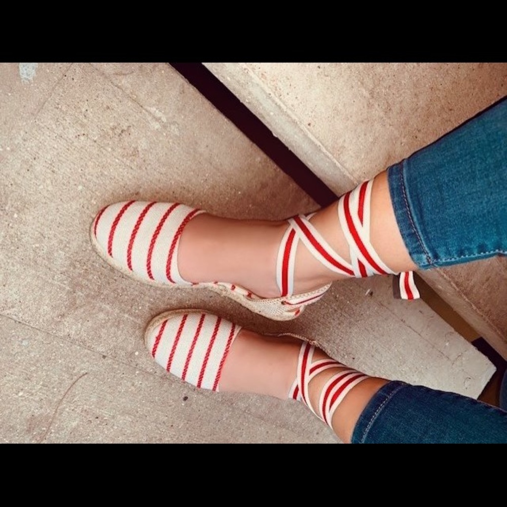 Tie up espadrilles flats  red